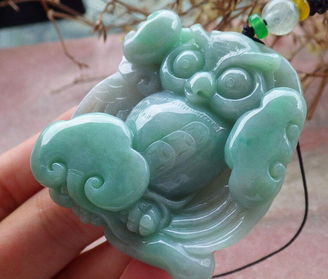 Atestita Verda Birmo 100% Natura A Jadejadeito Penda Strigo Ruyi-Koliero 猫头鹰 632560 TN