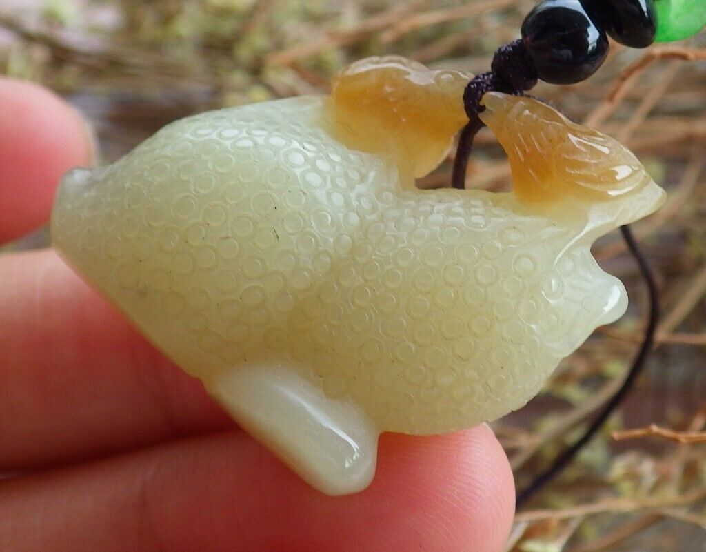 Certified Chinese 100% Natural Hetian Nephrite Jade pendant Mandarin Duck Peach Necklace 鸳鸯 524254  TN