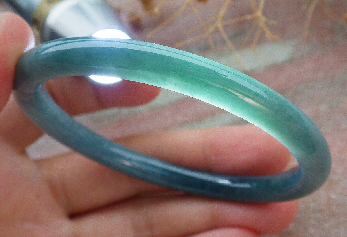 Certified Icy Green Burma 100% Natural A JADE Jadeite Circle Bangle Bracelet 57 mm 手镯 636628  TN
