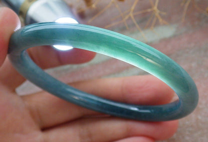 Certified Icy Green Burma 100% Natural A JADE Jadeite Circle Bangle Bracelet 57 mm 手镯 636628  TN