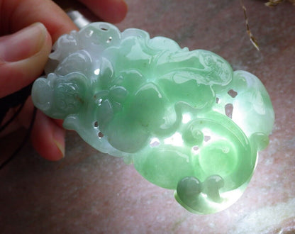 Certified Green Burma 100% Natural A Jade jadeite Pendant Mandarin Duck Phoenix Lotus Flower Coin Necklace 鸳鸯 575098 TN