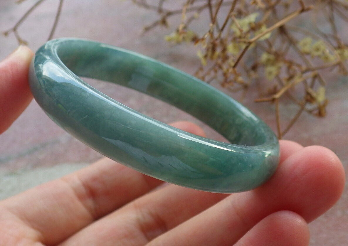 Certified Icy Green Burma 100% Natural A JADE Jadeite Bangle Bracelet 49 mm 手镯 634042  TN