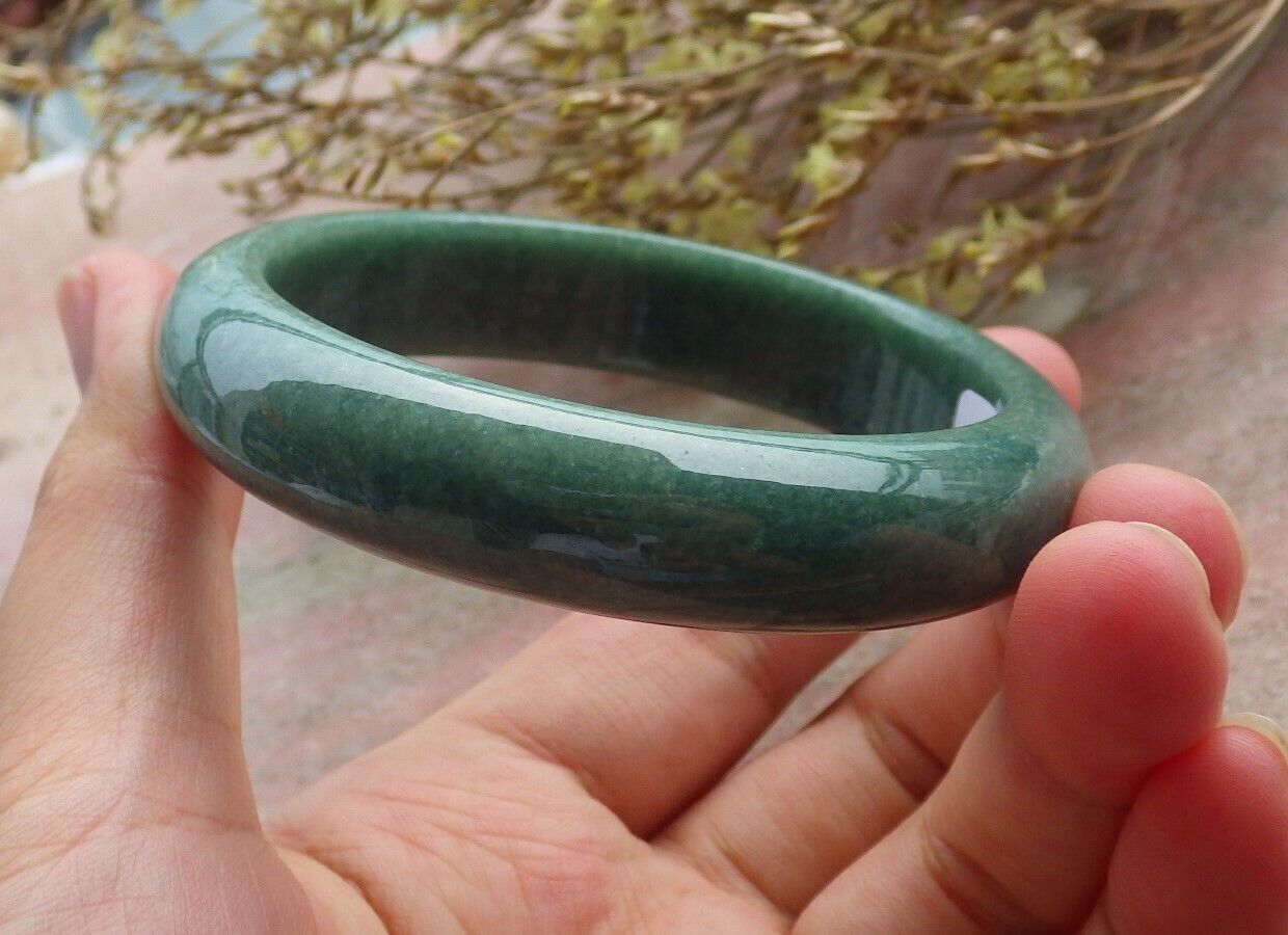 Certified Green Burma 100% Natural A JADE Jadeite Bangle Bracelet 58 mm 手镯 574985 TN