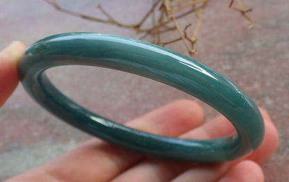 Certified Icy Blue Water Green Burma 100% Natural A JADE Jadeite Circle Bangle Bracelet 57 mm 手镯 634182  TN