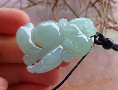 Certified Icy Green 100% Natural A Jade jadeite Pendant Dragon Pi Xiu Ruyi Money Coin Necklace 风水貔貅 528905  TN