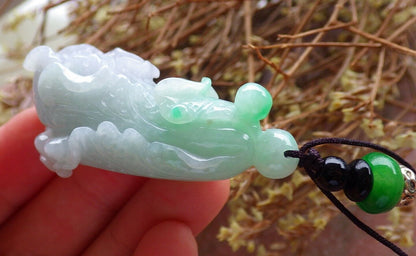 Certified Green Pale Lavender 100% Natural A Jade jadeite Pendant Cabbage Bead Necklace 发财白菜 524792  TN