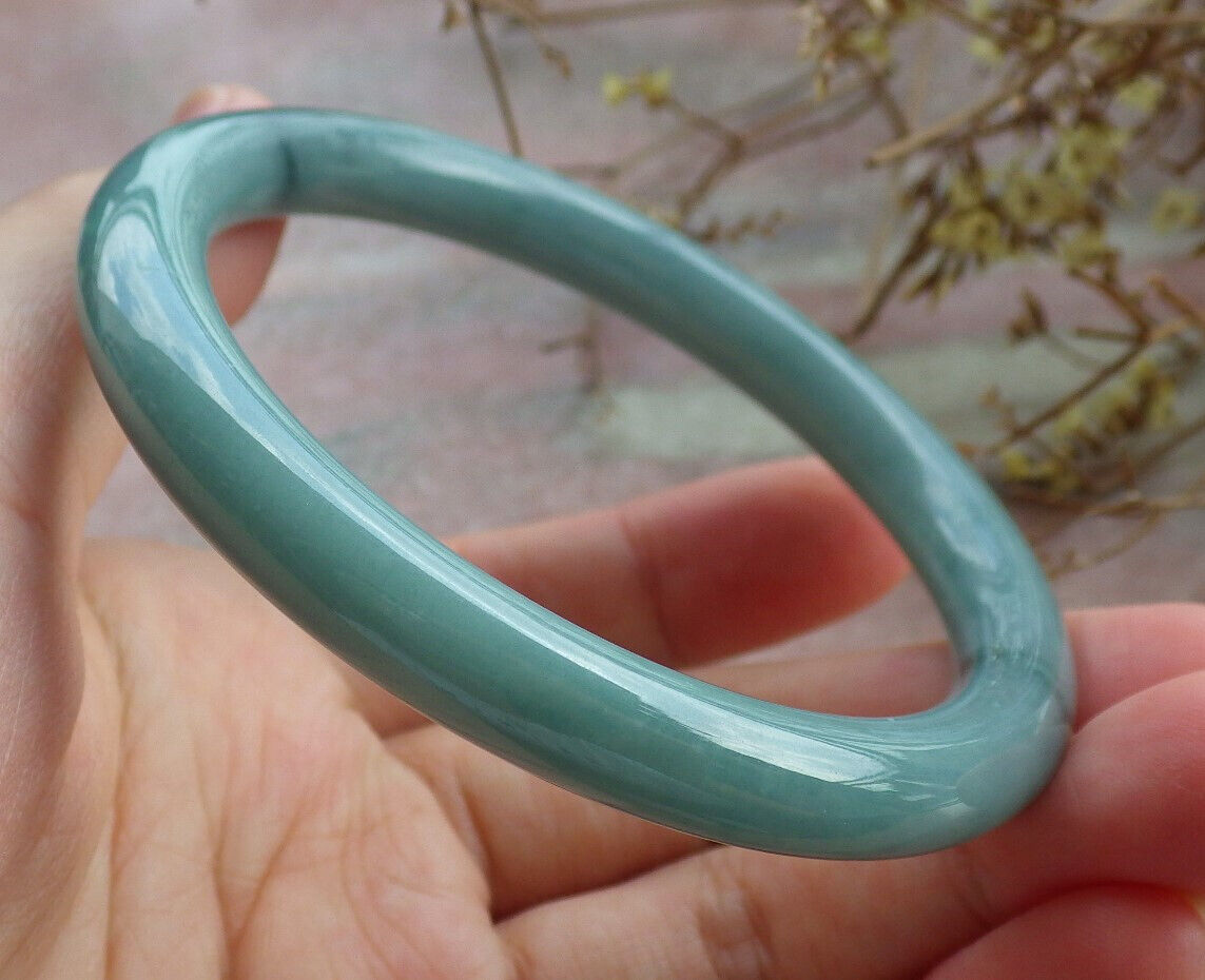 Atestita Verda Birmo 100% Natura A JADE Jadeita Ronda Brakringo 55,7 mm 手镯 632745 TN