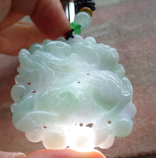 Certified Green Burma 100% Natural A Jade jadeite Pendant Dragon Kai Lun Frog Toad Coin Ruyi Necklace 633563  TN