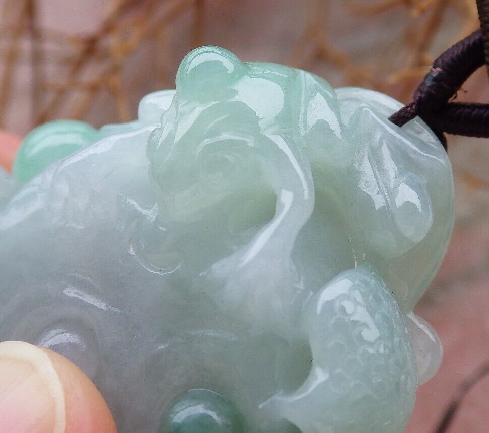 Certified Green 100% Natural A Jade jadeite Pendant Frog Toad Lotus Flower Necklace 金蟾 花开富贵 519629  TN