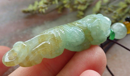 Certified Yellow Green Burma 100% Natural A Jade jadeite Pendant Tiger Money Coin Necklace 虎虎生威 573799 TN