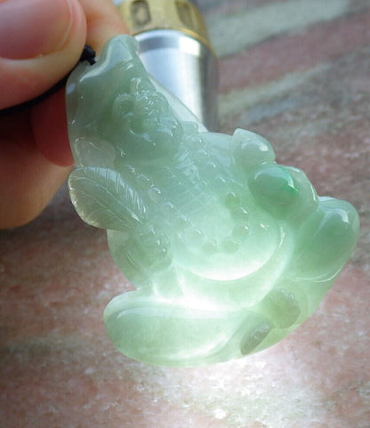 Certified Green Burma 100% Natural A Jade jadeite pendant Happy Ji Kung Buddha God Fan Gourd Necklace 济公 633313  TN