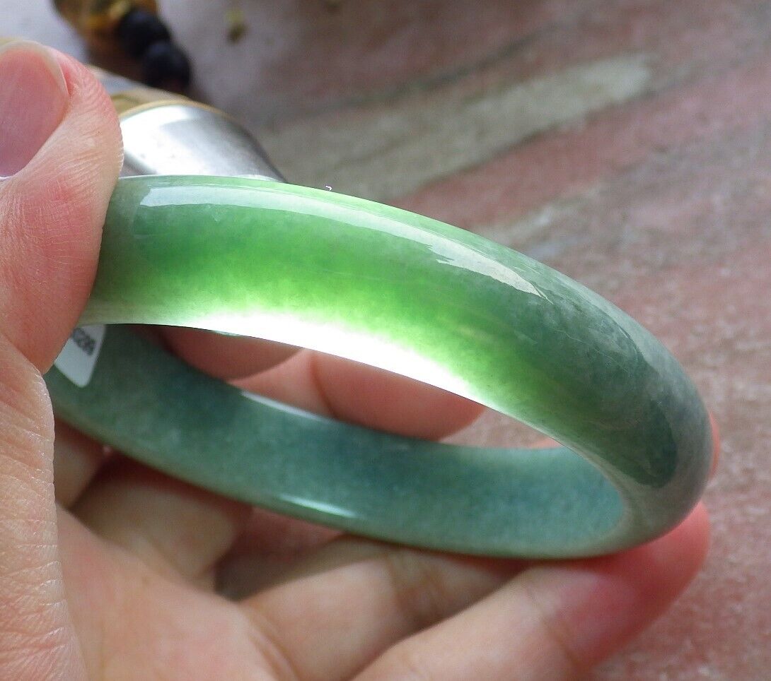 Certified Green Burma 100% Natural A JADE Jadeite Bangle Bracelet 57 mm 手镯 574641 TN