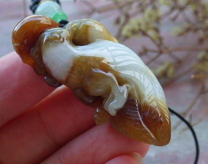 Certified Yellow Burma 100% Natural A Jade jadeite Pendant Phoenix Bird Necklace 凤凰 633176  TN