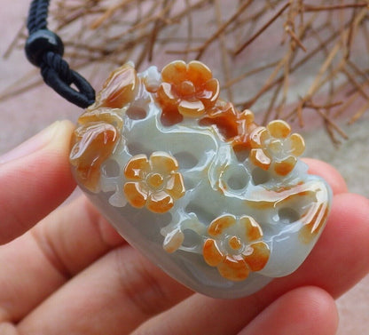 Certified Red 100% Natural A Jade jadeite Pendant Butterfly Flower Necklace 蝴蝶 花开富贵 528979  TN