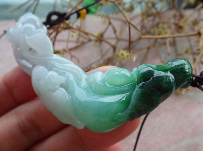 Certified Green Burma 100% Natural A Jade jadeite Pendant Phoenix Bird Flower Necklace 鸟语花香 635267  TN