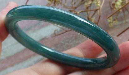 Certified Icy Blue Water Burma 100% Natural A JADE Jadeite Circle Bangle Bracelet 58 mm 手镯 633770  TN