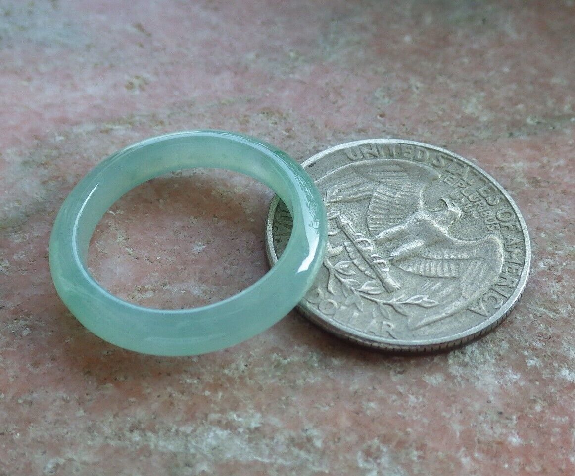 Certified Icy Green Burma 100% Natural A JADE Jadeite Circle RING USA. 7.75 戒指 574291 TN