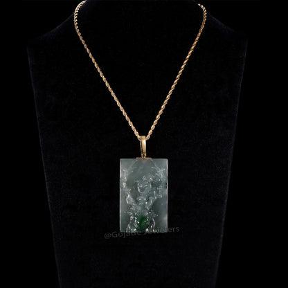 The Frozen Snowman reindeer Jadeite 100% Natural Burma Jade Jadeite With Certificated (S925 Silver Buckle)