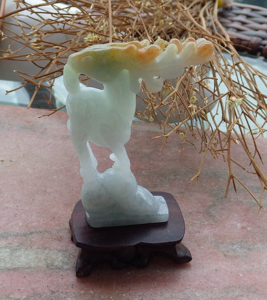 Certified Red Yellow Green 100% Natural A Jade jadeite Display Deer 梅花鹿 516924 ** Include woodstand ** TN