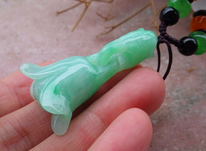 Certified Green 100% Natural A Jade jadeite pendant Rose Flower Necklace W Ring 花开富贵 517015 TN