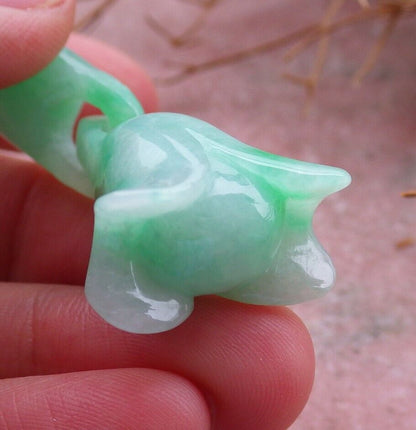Certified Green 100% Natural A Jade jadeite pendant Rose Flower Necklace W Ring 花开富贵 517015 TN