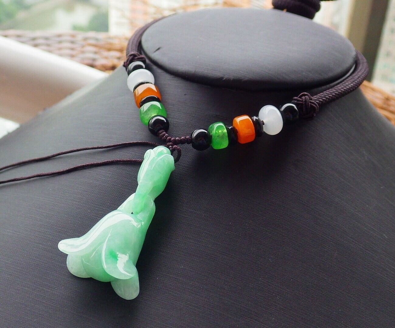 Certified Green 100% Natural A Jade jadeite pendant Rose Flower Necklace W Ring 花开富贵 517015 TN