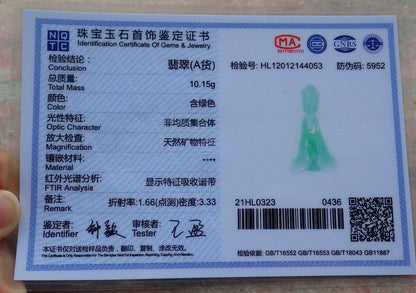 Certified Green 100% Natural A Jade jadeite pendant Rose Flower Necklace W Ring 花开富贵 517015 TN