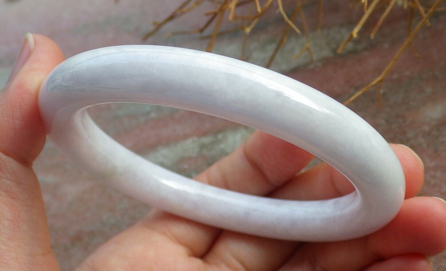 Certified Pale Lavender 100% Natural A JADE Jadeite Circle Bangle Bracelet 57 mm 手镯 517036 TN
