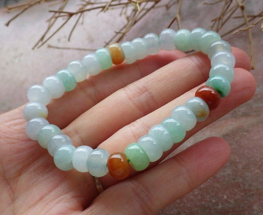 Certified Green 100% Natural A JADE Jadeite Bead Beads Bangle Circle Bracelet 手链 517569   ** It can adjust  6.5 inches  to  8 inches TN
