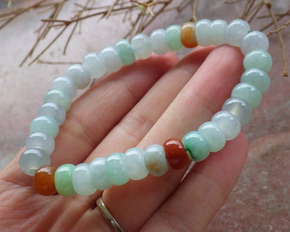 Certified Green 100% Natural A JADE Jadeite Bead Beads Bangle Circle Bracelet 手链 517569   ** It can adjust  6.5 inches  to  8 inches TN