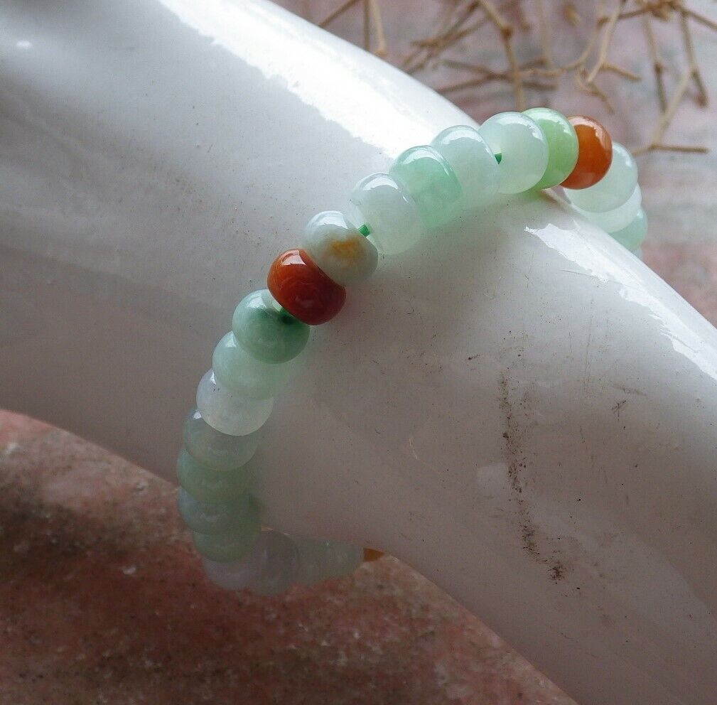 Certified Green 100% Natural A JADE Jadeite Bead Beads Bangle Circle Bracelet 手链 517569   ** It can adjust  6.5 inches  to  8 inches TN