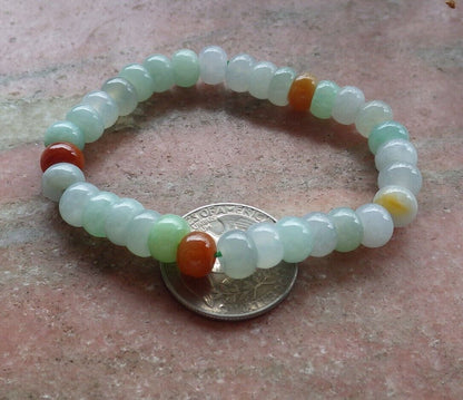 Certified Green 100% Natural A JADE Jadeite Bead Beads Bangle Circle Bracelet 手链 517569   ** It can adjust  6.5 inches  to  8 inches TN