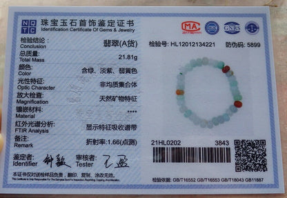 Certified Green 100% Natural A JADE Jadeite Bead Beads Bangle Circle Bracelet 手链 517569   ** It can adjust  6.5 inches  to  8 inches TN