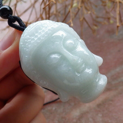 Certified Pale Green 100% Natural A Jade jadeite pendant Shakyamuni Buddha God Head Necklace 释迦牟尼 517598 TN