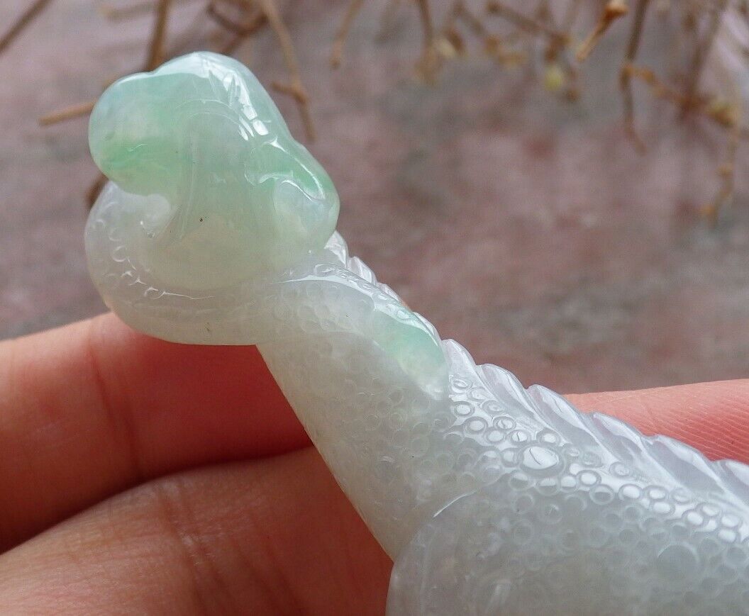Certified Green 100% Natural A Jade jadeite Display Dragon Lizard Lotus Flower Ruyi Money Coin 龙蜥蜴 517632 ** Include woodstand ** TN