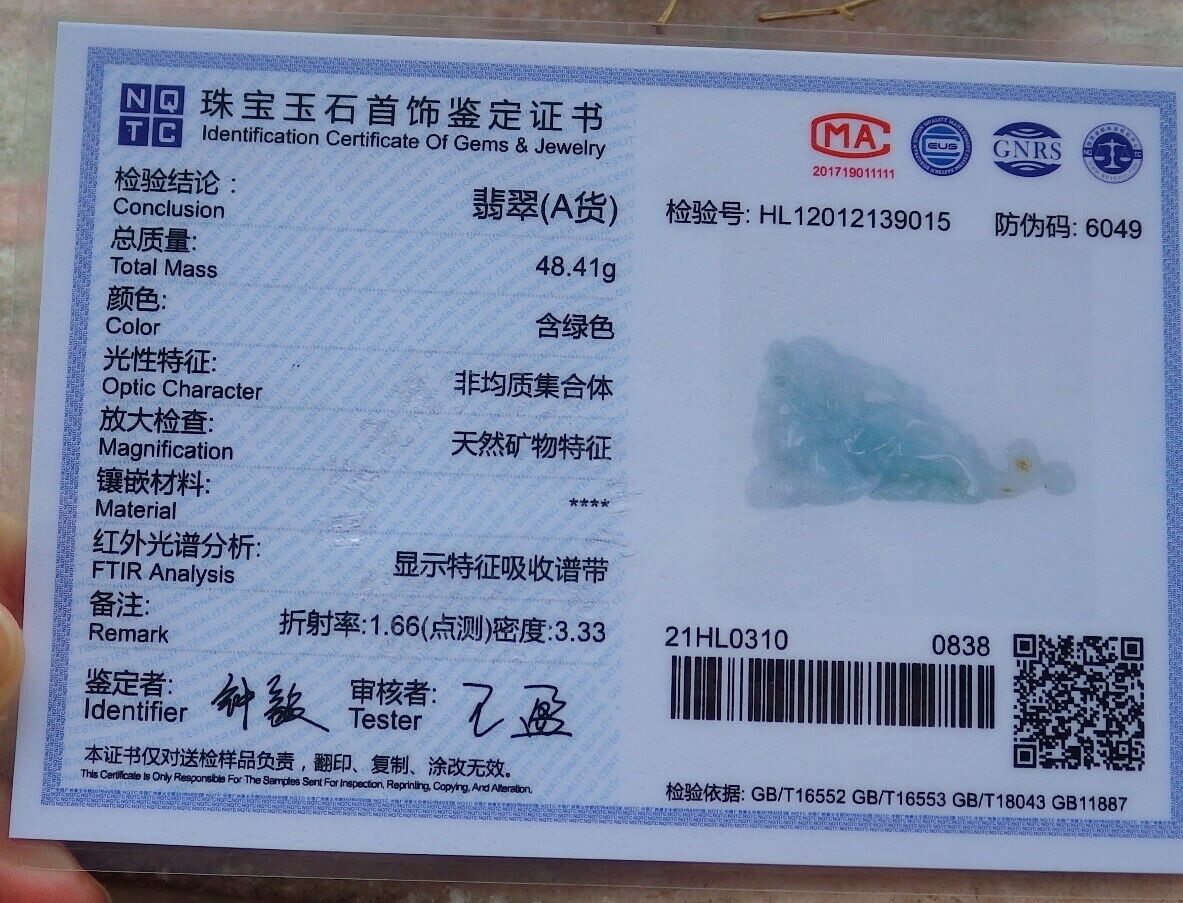Certified Green Yellow 100% Burma Natural A Jade jadeite Display Dragon Pi Xiu Money Coin 风水貔貅 517740 ** Include woodstand ** TN