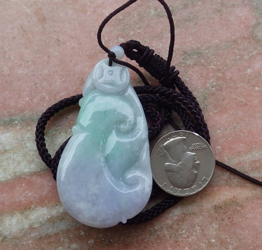 Certified Green Pale Lavender 100% Burma Natural A Jade jadeite Pendant Frog Toad Lotus Flower Ruyi Money Coin Leaf Necklace 招财蟾 517750 TN
