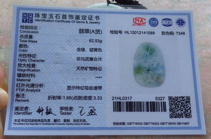 Certified Green Yellow Pale Lavender 100% Natural A Jade jadeite Landscape painting Tree Necklace 山水画 517936 TN