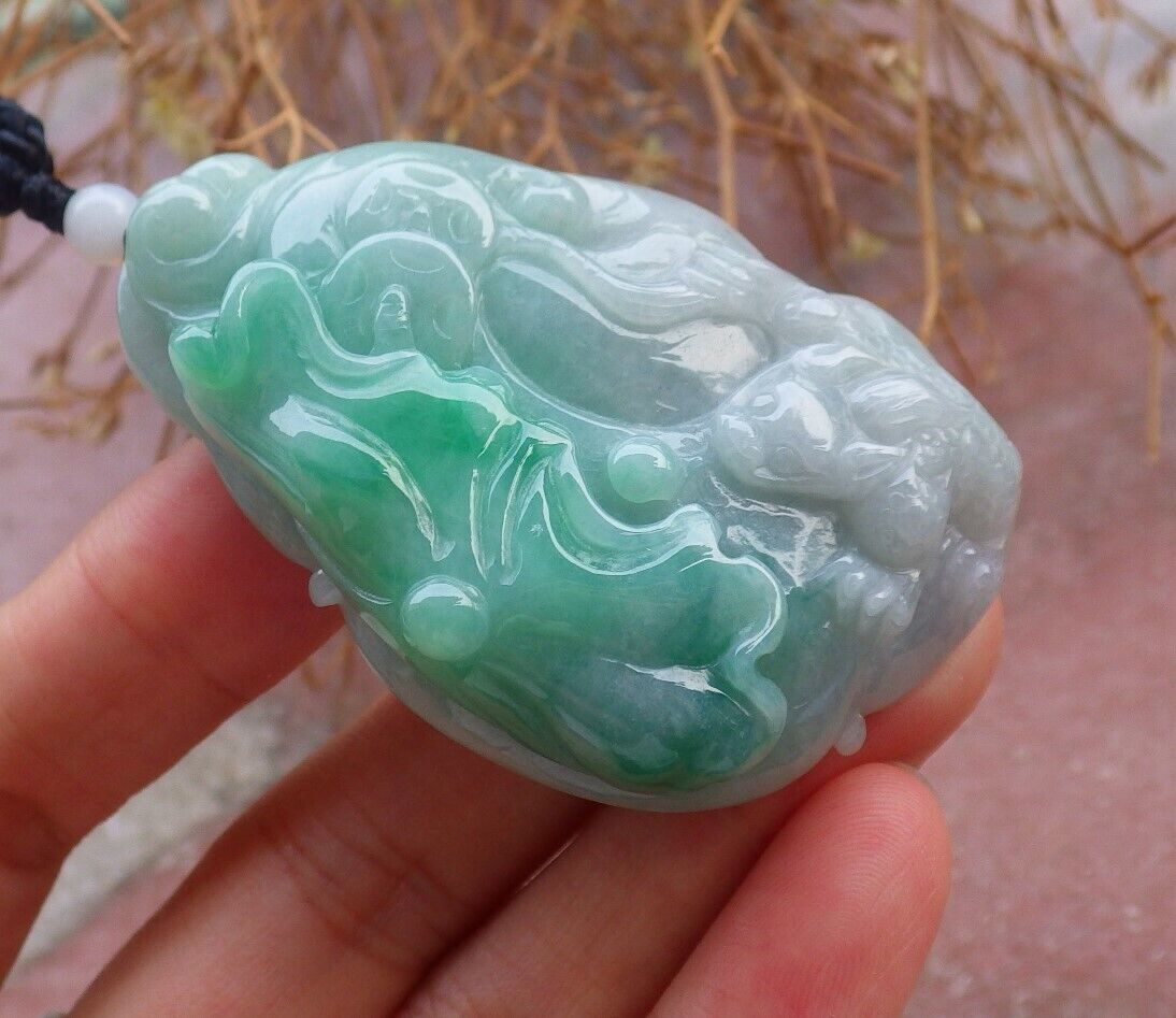Certified Green 100% Burma Natural A Jade jadeite Pendant Frog Toad Lotus Flower Leaf Coin Necklace 招财蟾 518474 TN