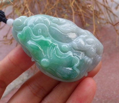 Certified Green 100% Burma Natural A Jade jadeite Pendant Frog Toad Lotus Flower Leaf Coin Necklace 招财蟾 518474 TN