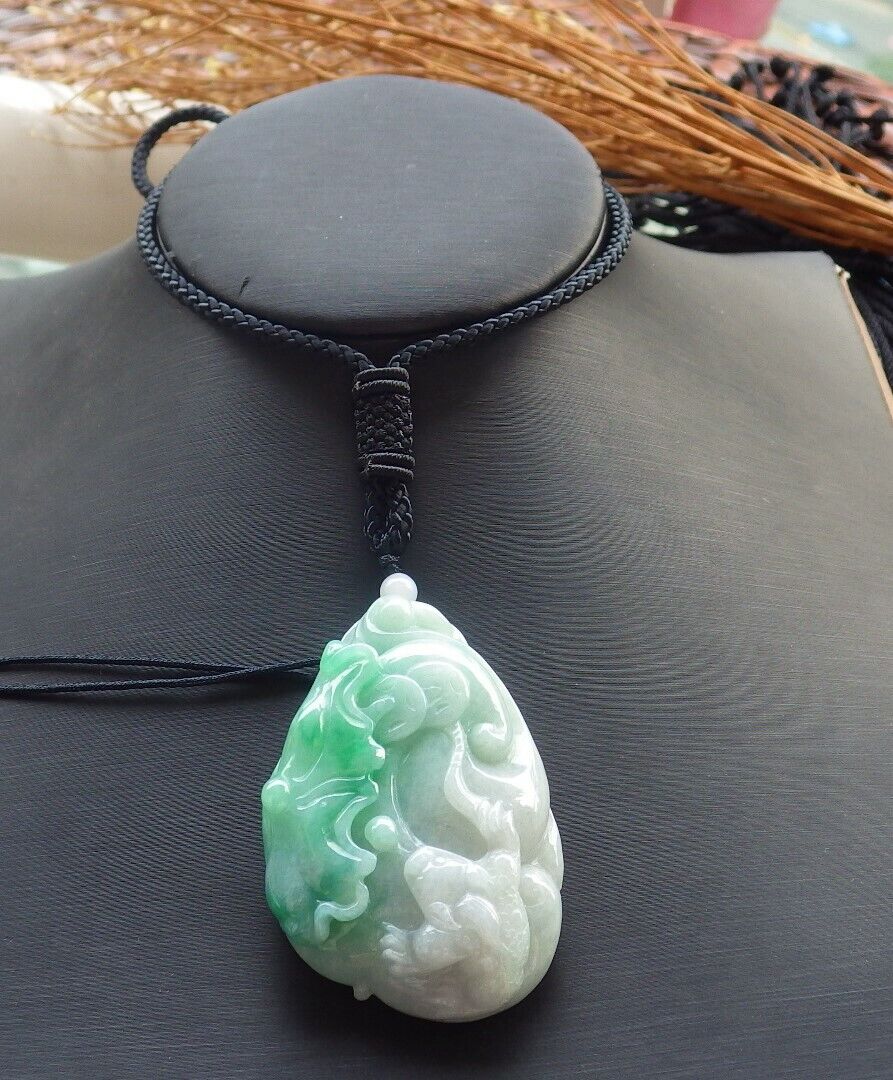 Certified Green 100% Burma Natural A Jade jadeite Pendant Frog Toad Lotus Flower Leaf Coin Necklace 招财蟾 518474 TN