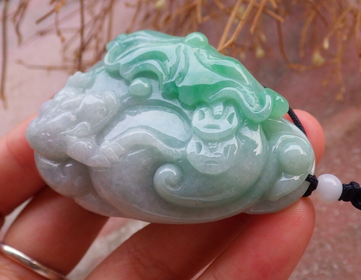 Certified Green 100% Burma Natural A Jade jadeite Pendant Frog Toad Lotus Flower Leaf Coin Necklace 招财蟾 518474 TN