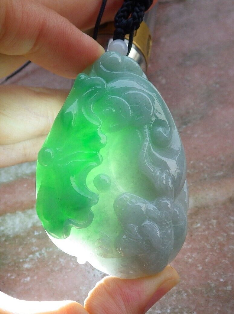 Certified Green 100% Burma Natural A Jade jadeite Pendant Frog Toad Lotus Flower Leaf Coin Necklace 招财蟾 518474 TN
