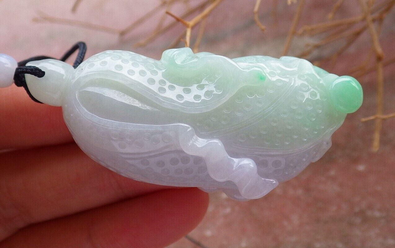 Certified Green Pale Lavender 100% Burma Natural A Jade jadeite Pendant Cabbage Necklace 发财白菜 518573 TN