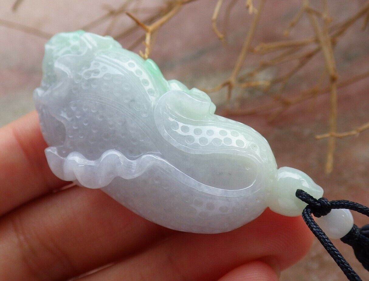 Certified Green Pale Lavender 100% Burma Natural A Jade jadeite Pendant Cabbage Necklace 发财白菜 518573 TN