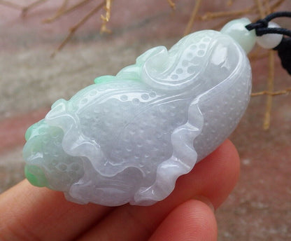 Certified Green Pale Lavender 100% Burma Natural A Jade jadeite Pendant Cabbage Necklace 发财白菜 518573 TN