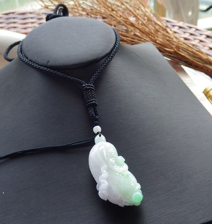 Certified Green Pale Lavender 100% Burma Natural A Jade jadeite Pendant Cabbage Necklace 发财白菜 518573 TN