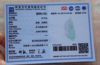 Certified Green Pale Lavender 100% Burma Natural A Jade jadeite Pendant Cabbage Necklace 发财白菜 518573 TN