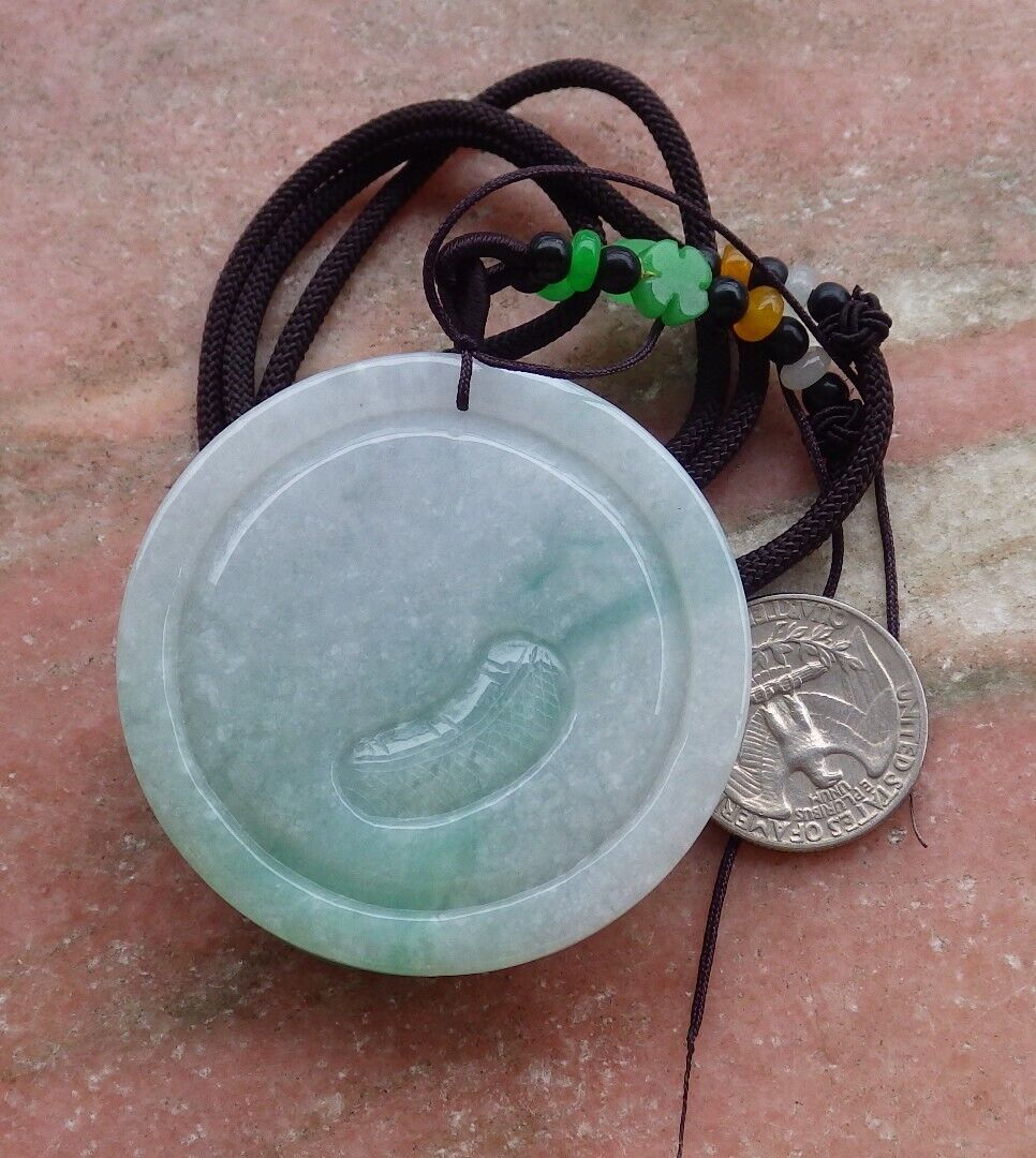 Certified Green 100% Burma Natural A Jade jadeite pendant Dragon Lotus Flower Ruyi Bead Necklace 生意兴隆 518842 TN