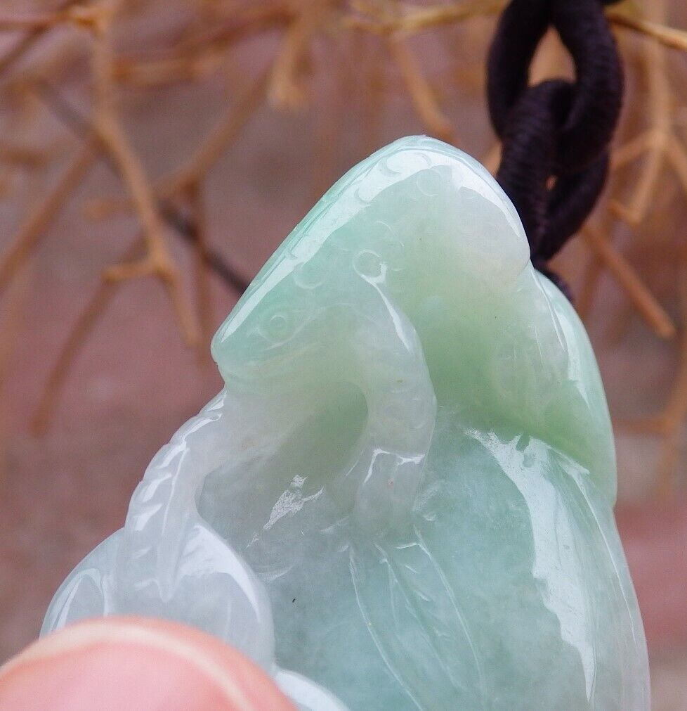 Certified Green 100% Burma Natural A Jade jadeite Pendant Frog Toad Lotus Flower Ruyi Coin Necklace 招财蟾 518851 TN